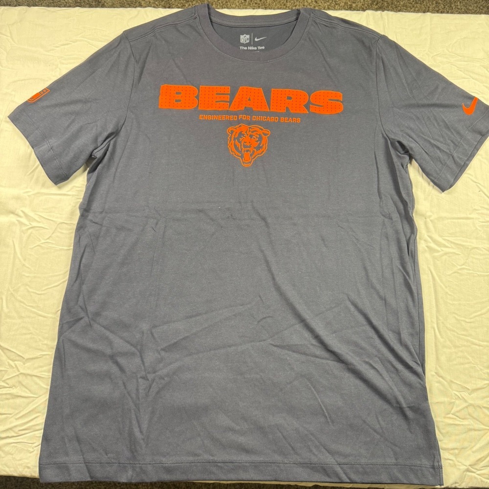 Nike NFL Chicago Bears Dri-FIT T Shirt Men's Medium Grey Orange Football